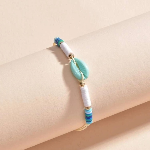 Blue Sea Shell Anklet Stretch - Picture 4 of 7
